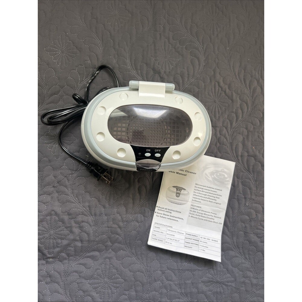 Haier Ultrasonic Jewelry, Eyeglass, Utensil, Metal ETC Cleaner White Gray Works